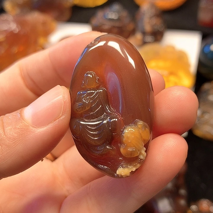 裸石琥珀未镶嵌蜜蜡莲花悟道