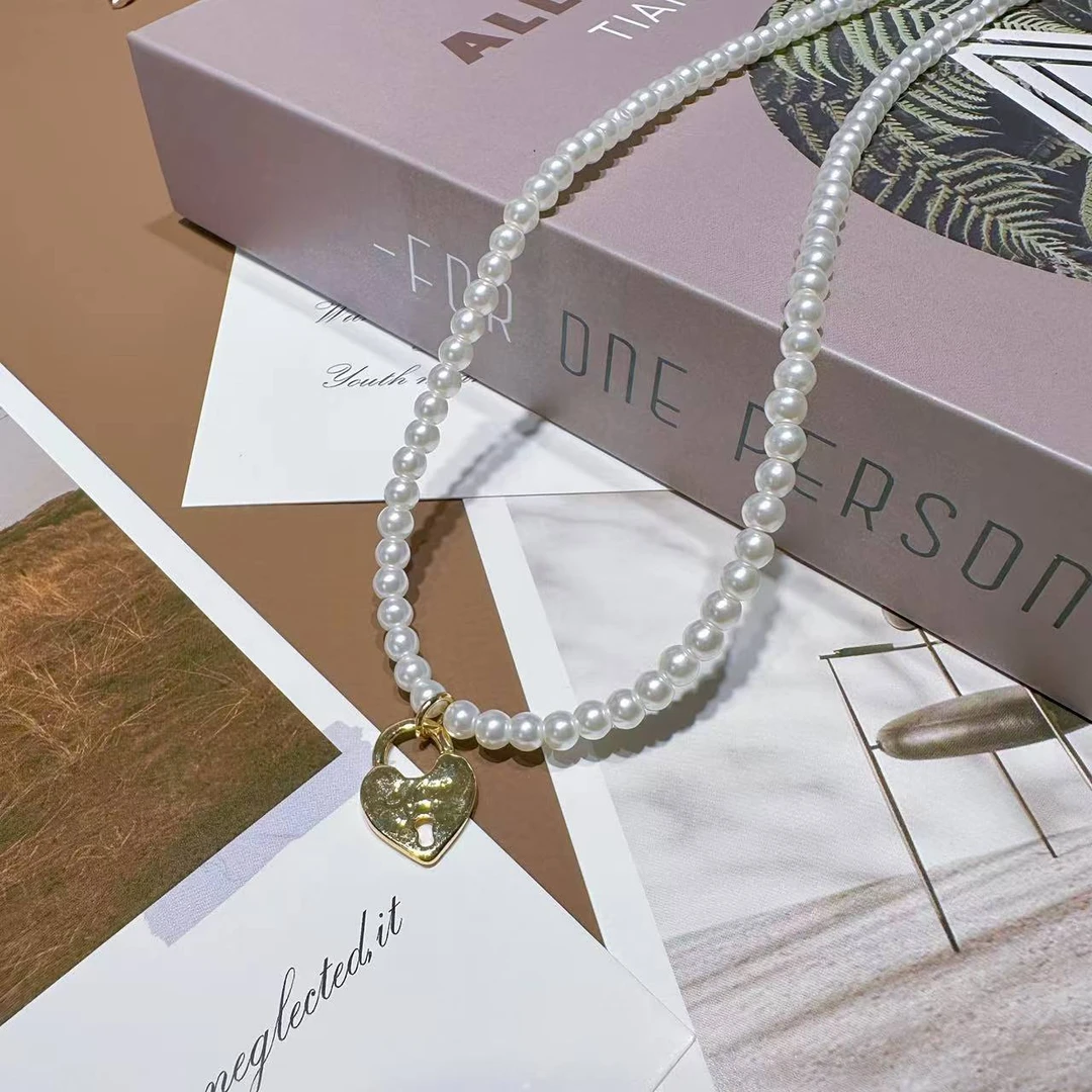 爱心锁链小米珠珠时尚百搭锁骨链M2019