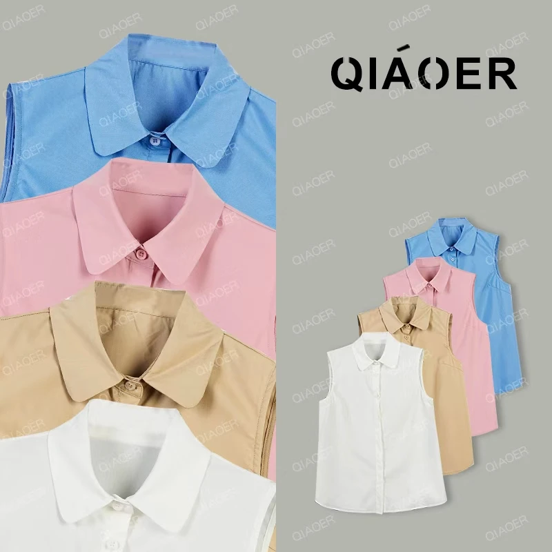 乔儿定制【知识分子】抗皱莫代尔超细旦无袖衬衫女时尚百搭打底衬衣