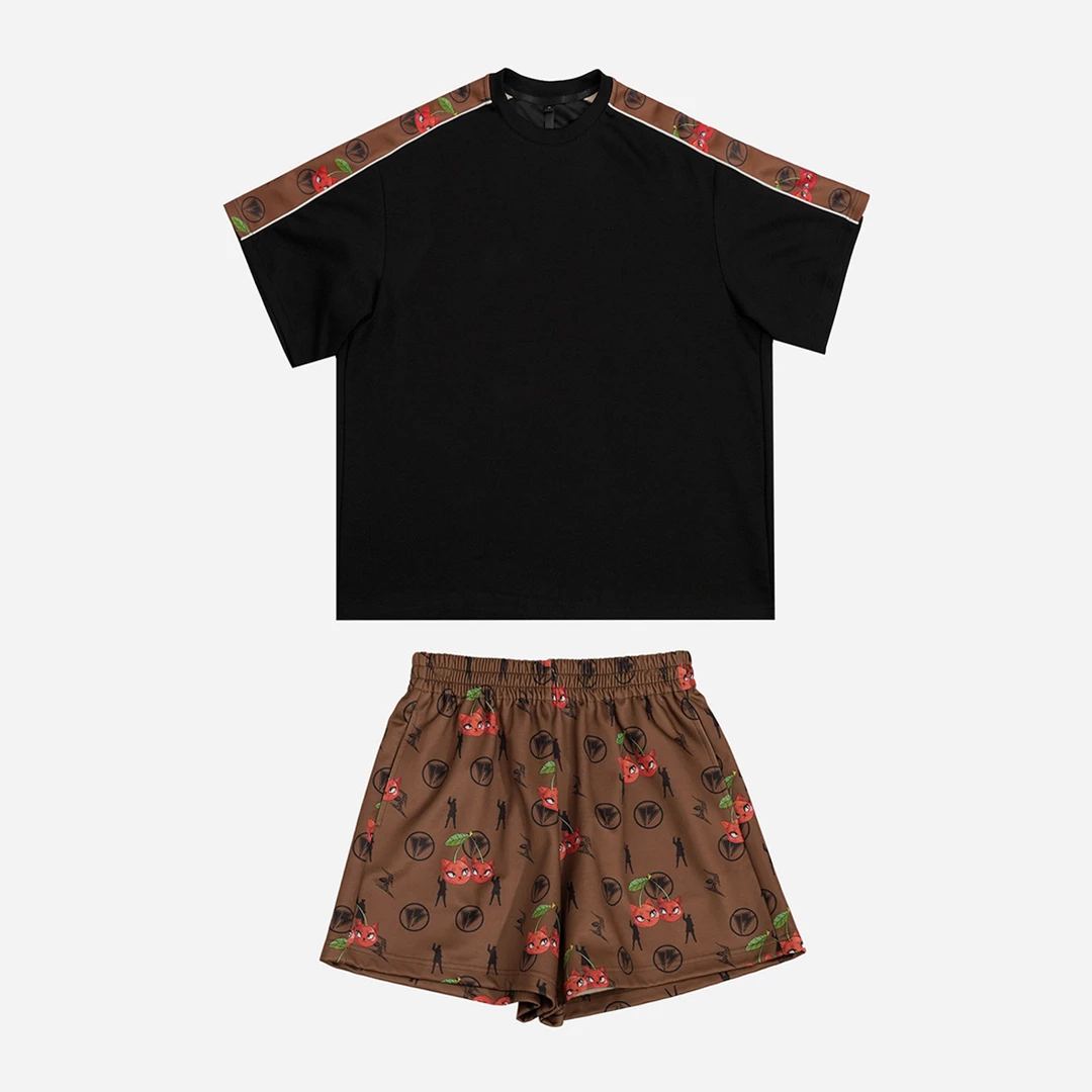 GG潮牌女装时尚休闲复古宽松舒适百搭潮流短袖短裤套装-152166/7