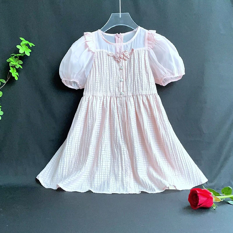 【童装】186460女童盈盈国风宝宝时尚夏季儿童短袖公主裙洋气童装