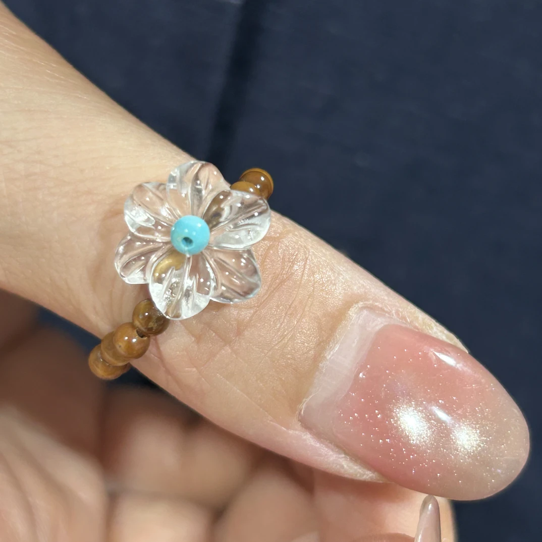 白水晶花睡美人梅花戒指多样性发其一百搭推荐色zd