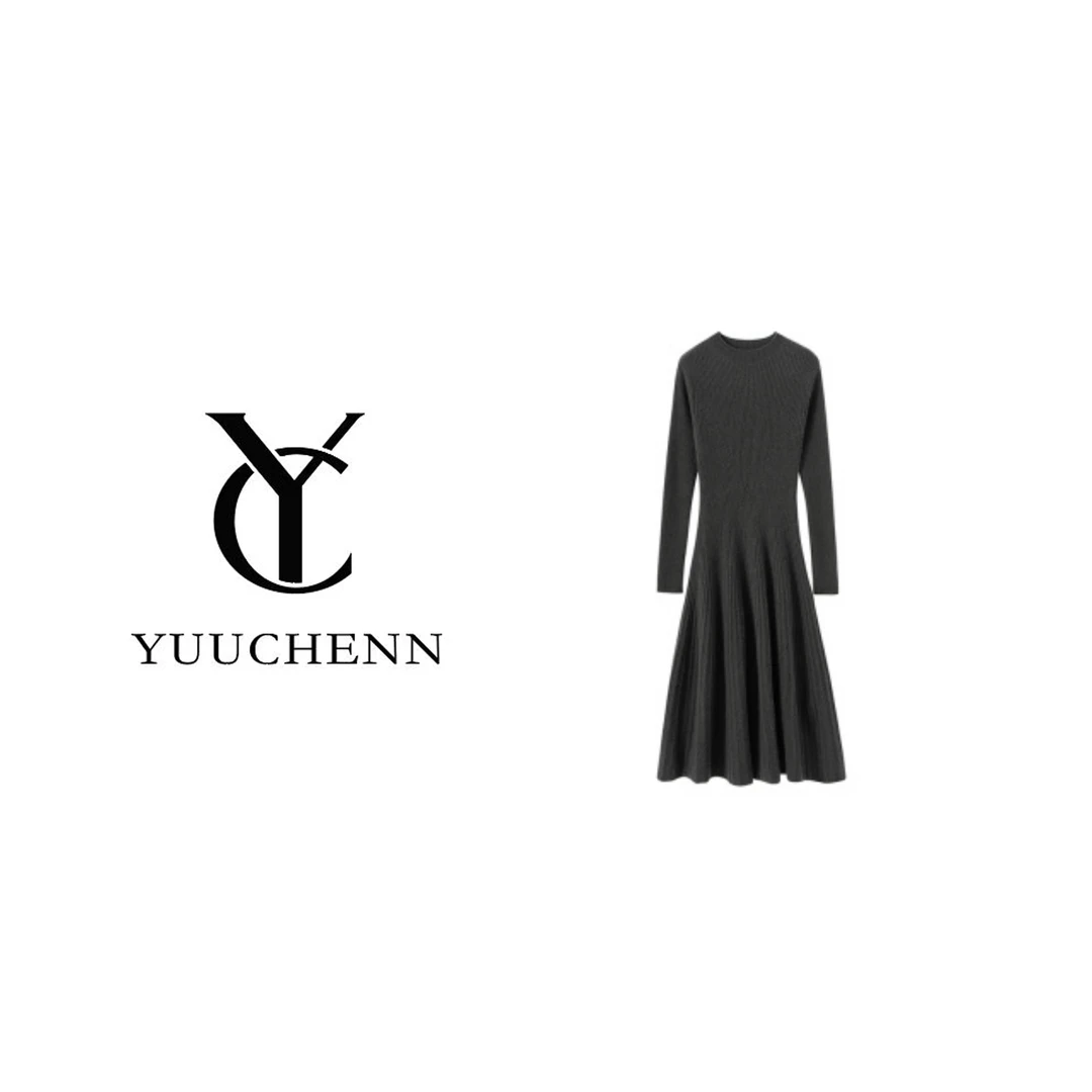 YUUCHENN羊绒抽条长裙NZS5018