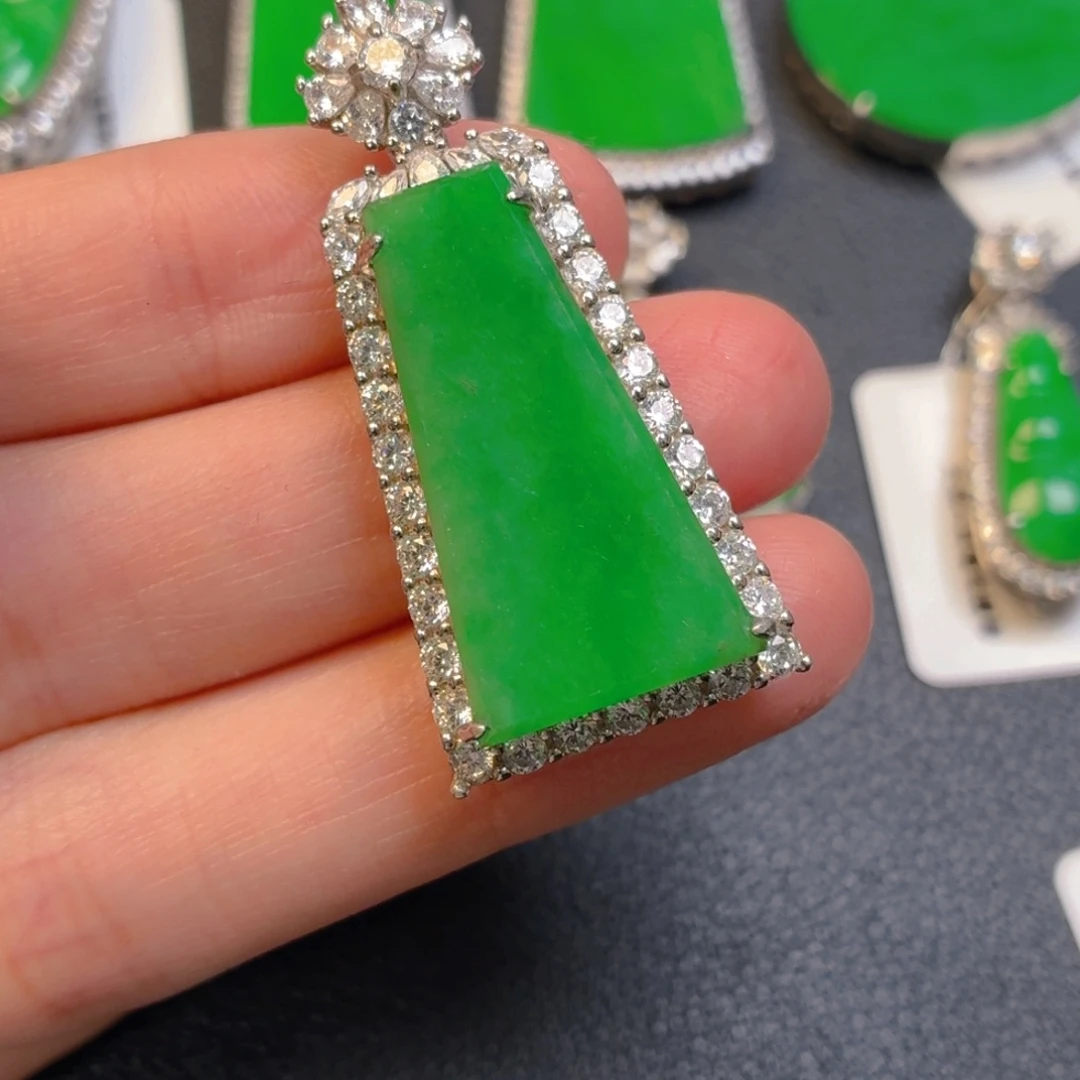 翡翠银S925镶嵌吊坠(不含链)