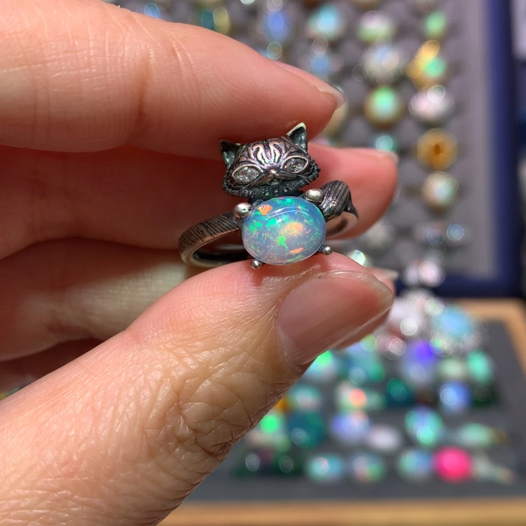 银S925镶嵌欧泊戒指款式