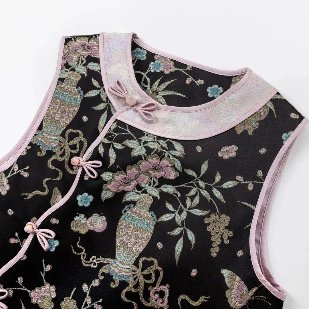 深圳原创新中式女装桑蚕丝马甲90239