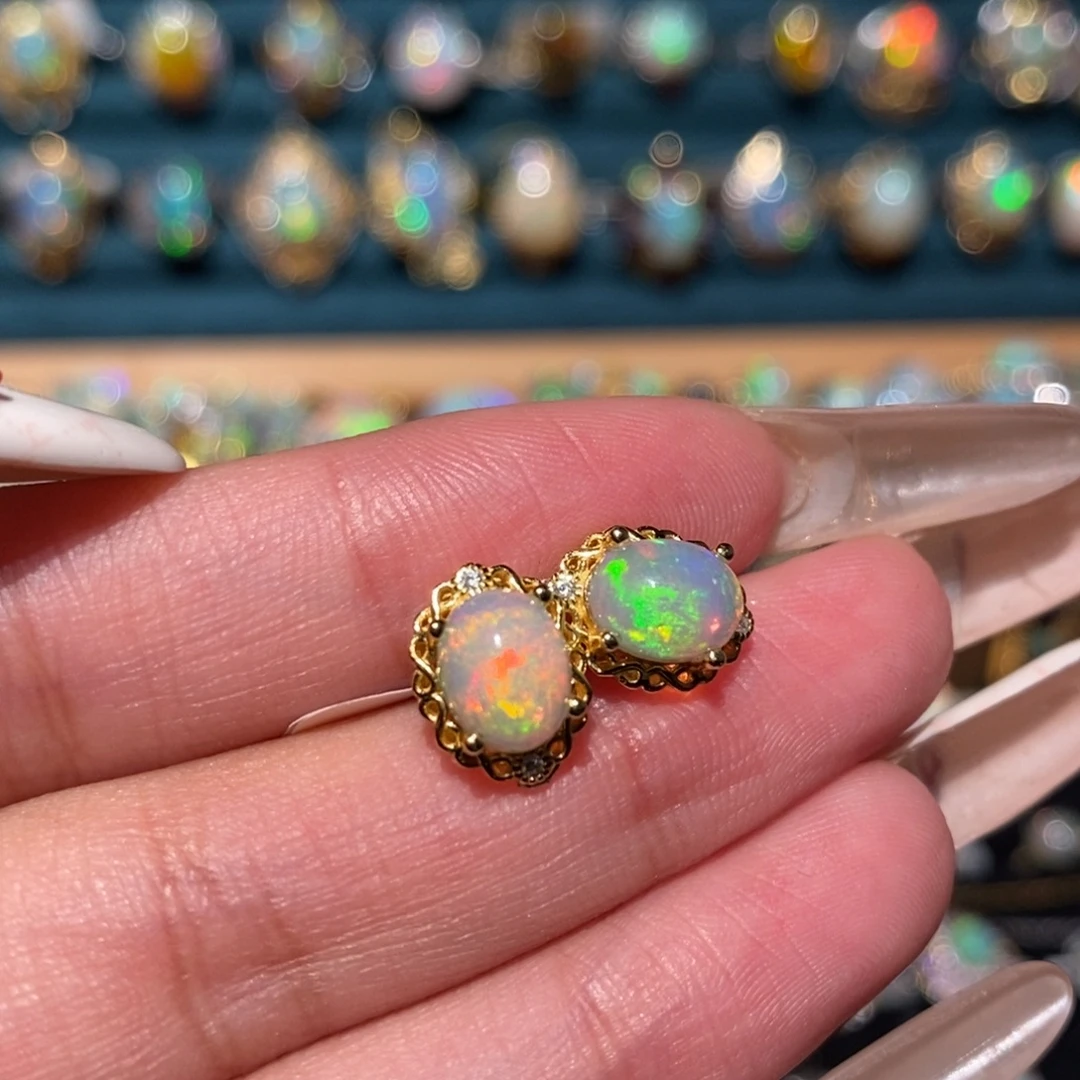 欧泊银S925镶嵌耳饰