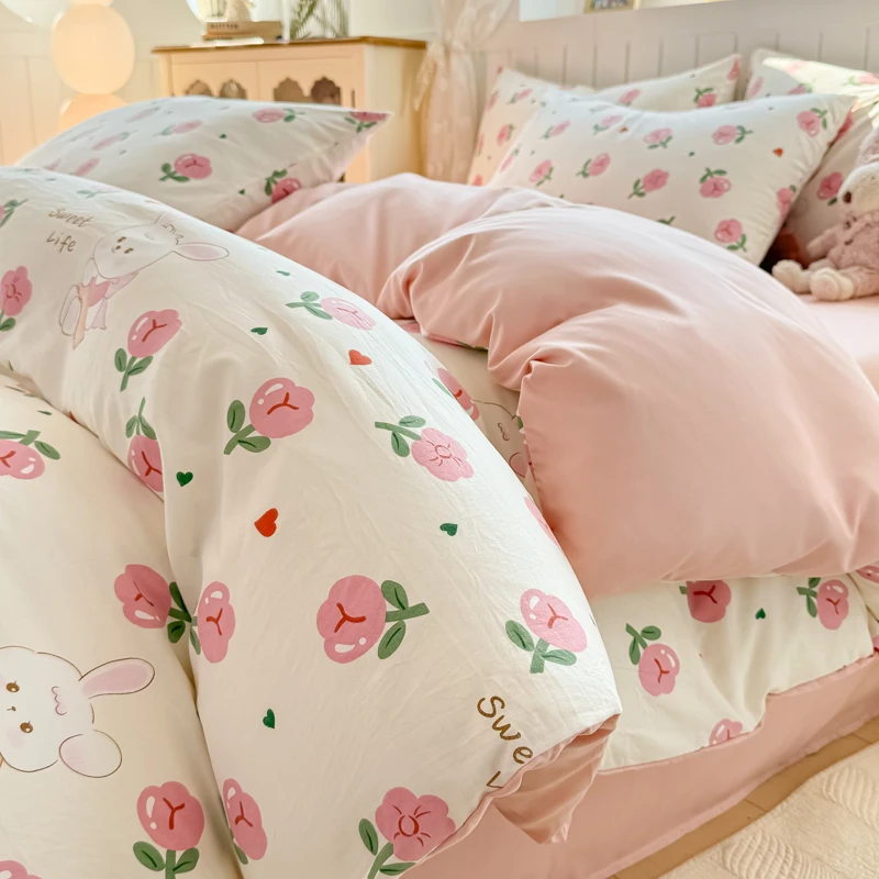 2025夏季新款水洗皱皱棉被套被罩褥子套学生宿舍可水洗床上用品