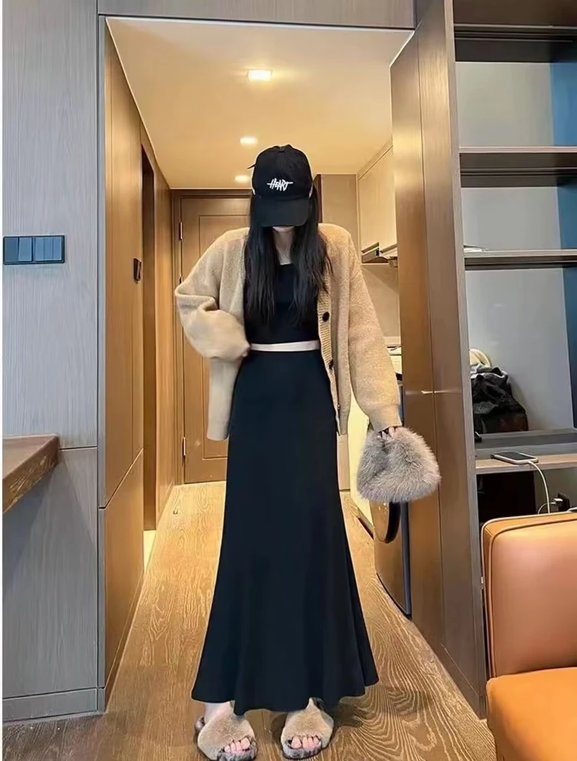 【两个厚度】【两个长度】小个子高腰气质时尚秋冬加厚法式中长鱼尾裙