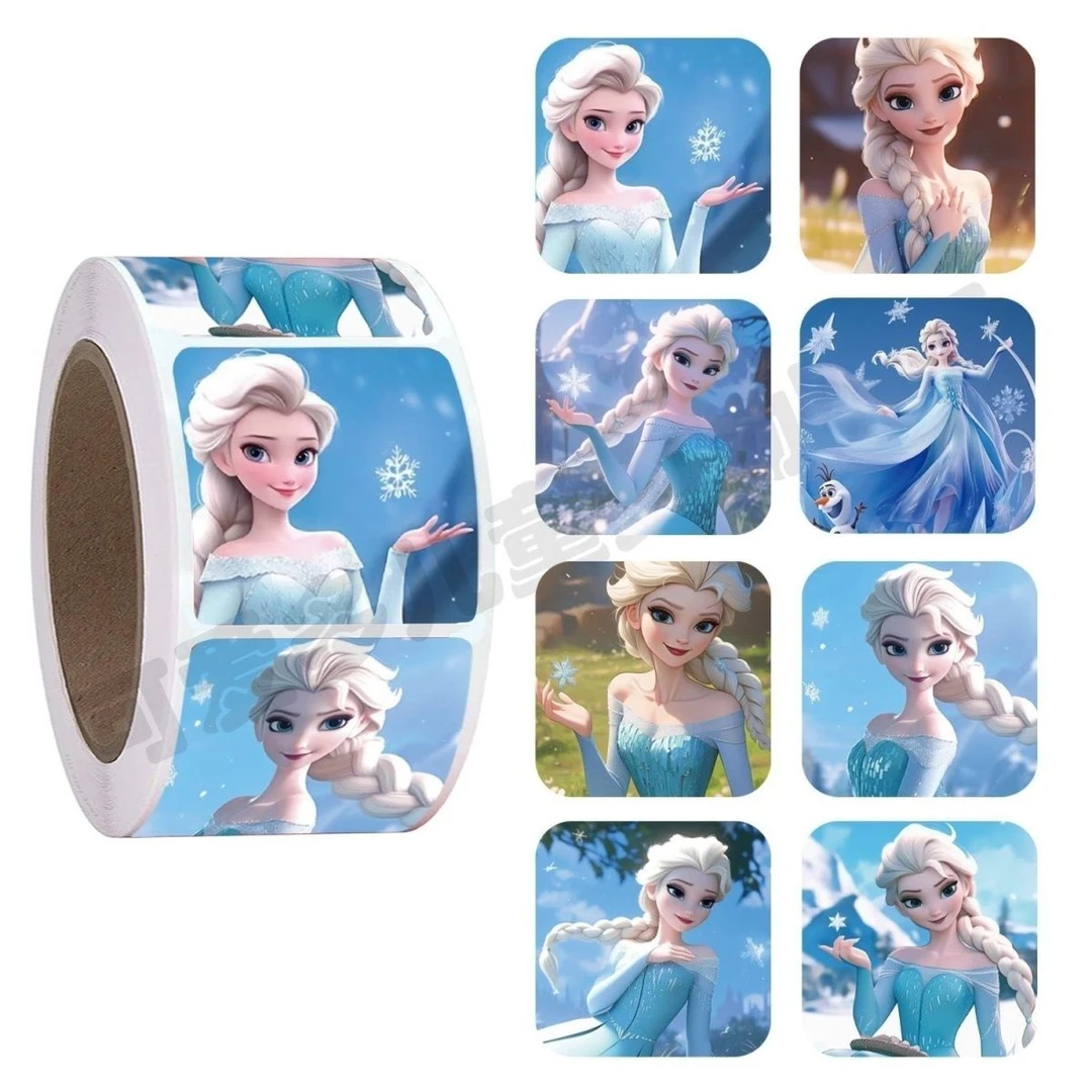 500贴/卷卡通可爱爱莎公主贴纸卷卷贴画玩具装饰手账素材小贴画
