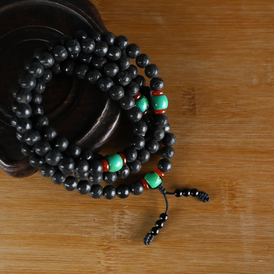 19-20世纪前期玛瑙三眼桶珠项链/众诚评级老物件/295545