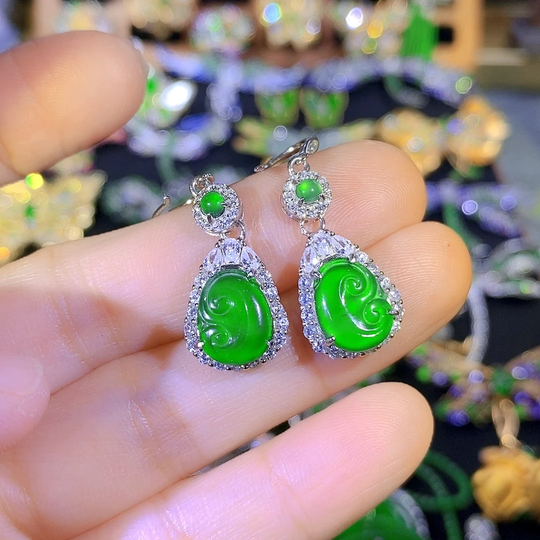 吊坠(不含链)银S925镶嵌翡翠