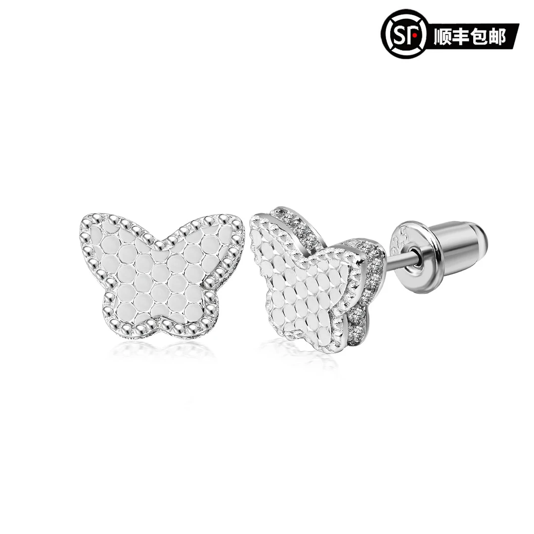 925银莫桑石耳饰 蝴蝶耳钉ES206