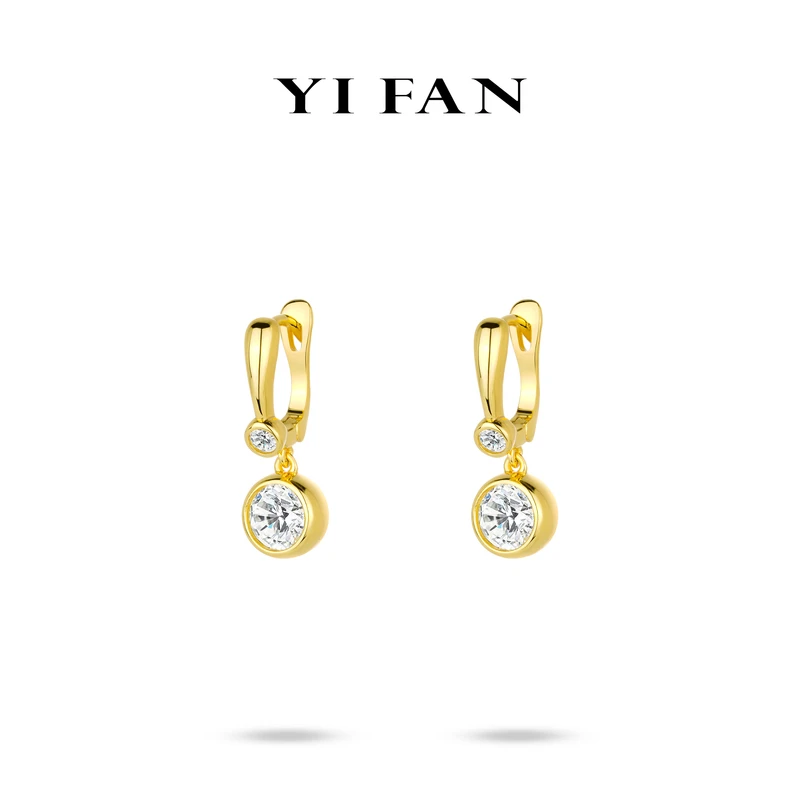 925银合成锆石耳饰 3798-金色单钻灵动泡泡百搭耳环