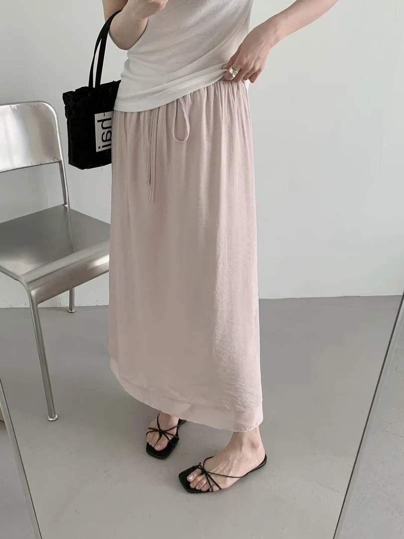 【硕和集】935071夏日韩系松紧腰遮肉显瘦半身裙有内衬