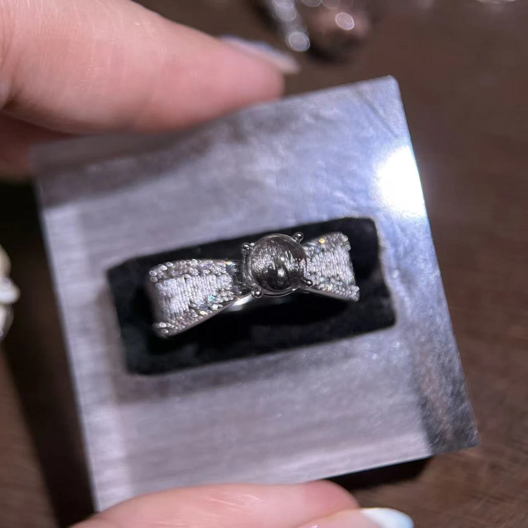 925银戒指 镶嵌黑银钛