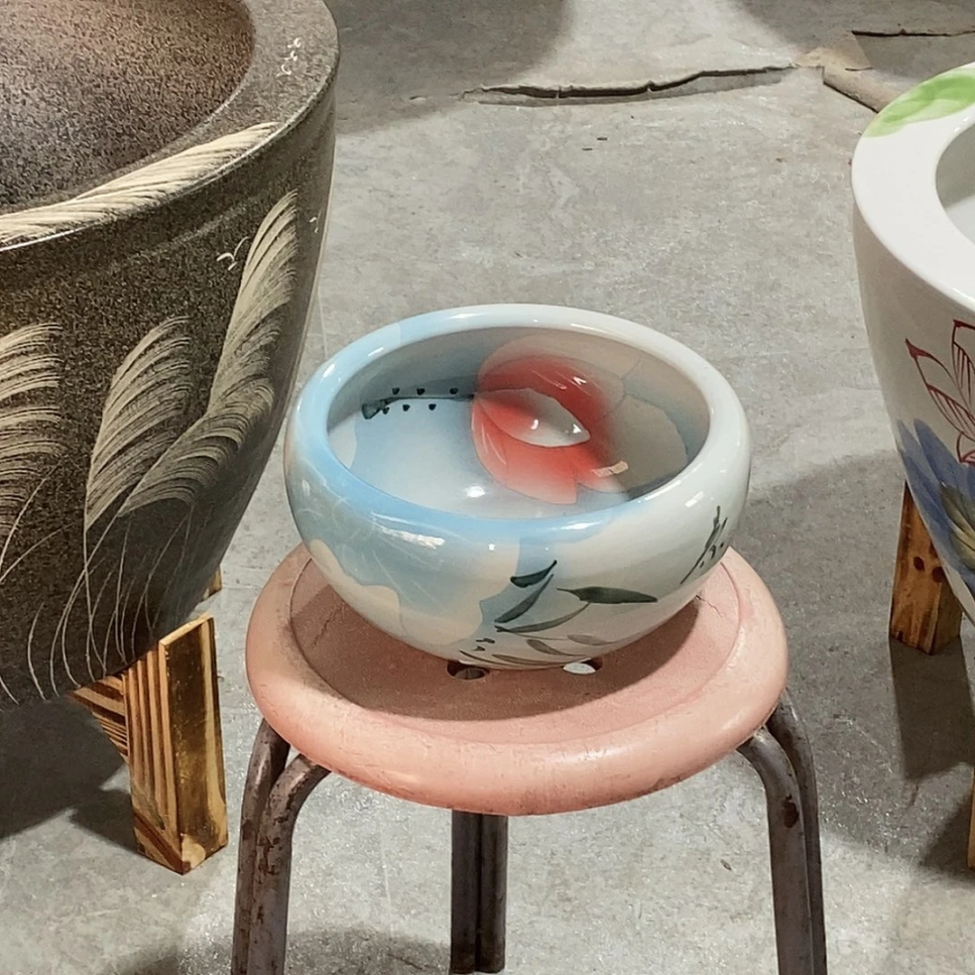 摆件景德镇陶瓷鱼缸艺术