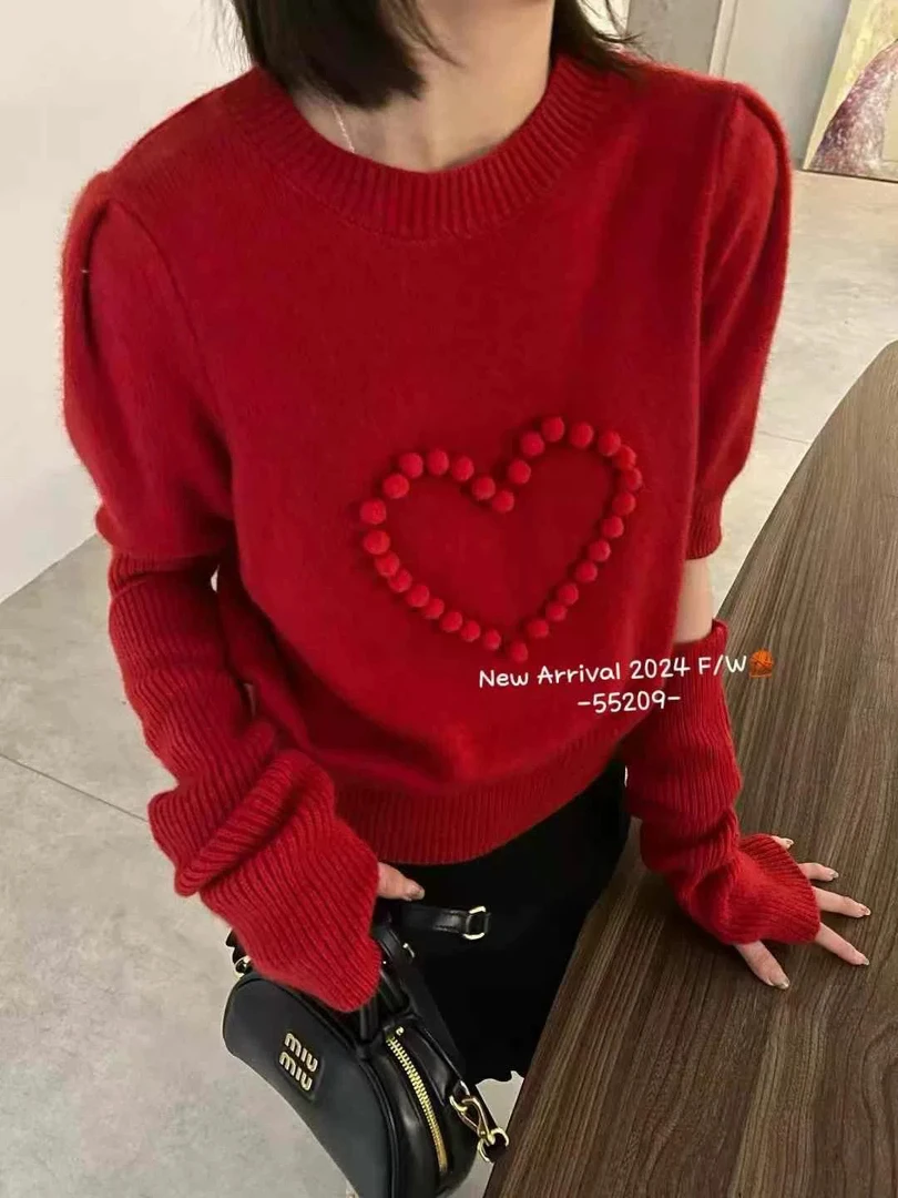 2025新款针织衫袖套毛衣爱心套袖女