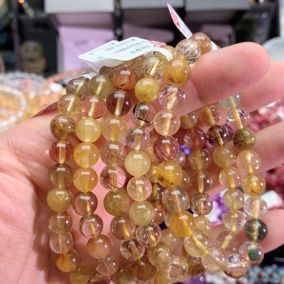 水晶手串未镶嵌彩发晶手链8+