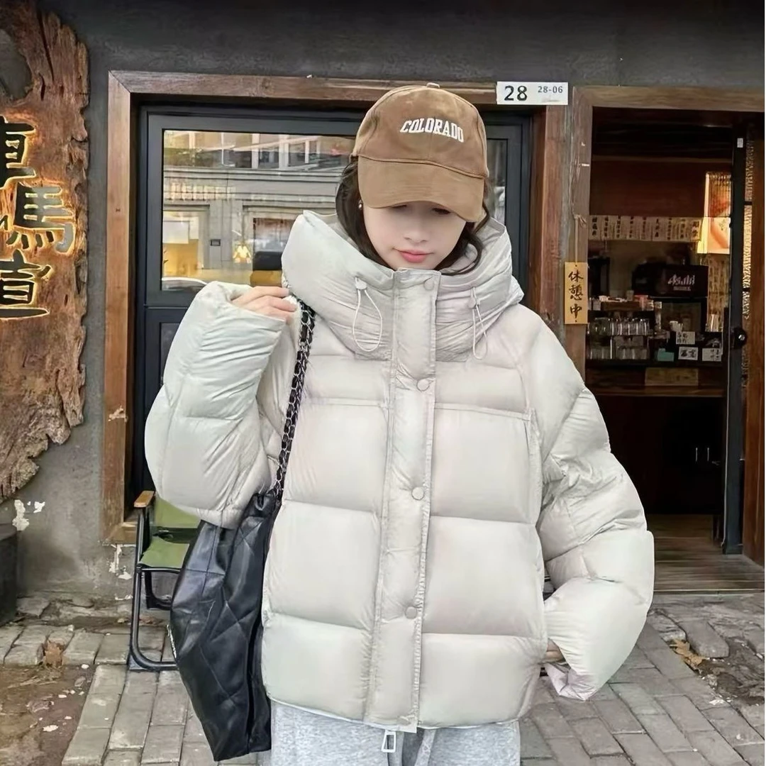 2025新款小个子加厚云朵泡芙白鸭绒羽绒服女短款面包服冬装外套