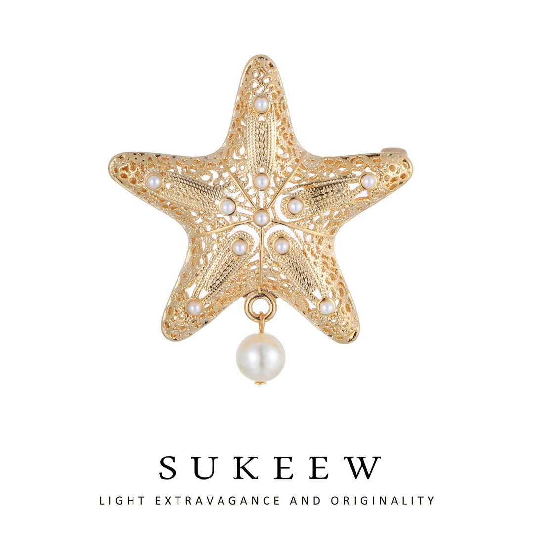 SUKEEW/酥可 铜合金胸针 复古精致优雅海星气质胸针768201