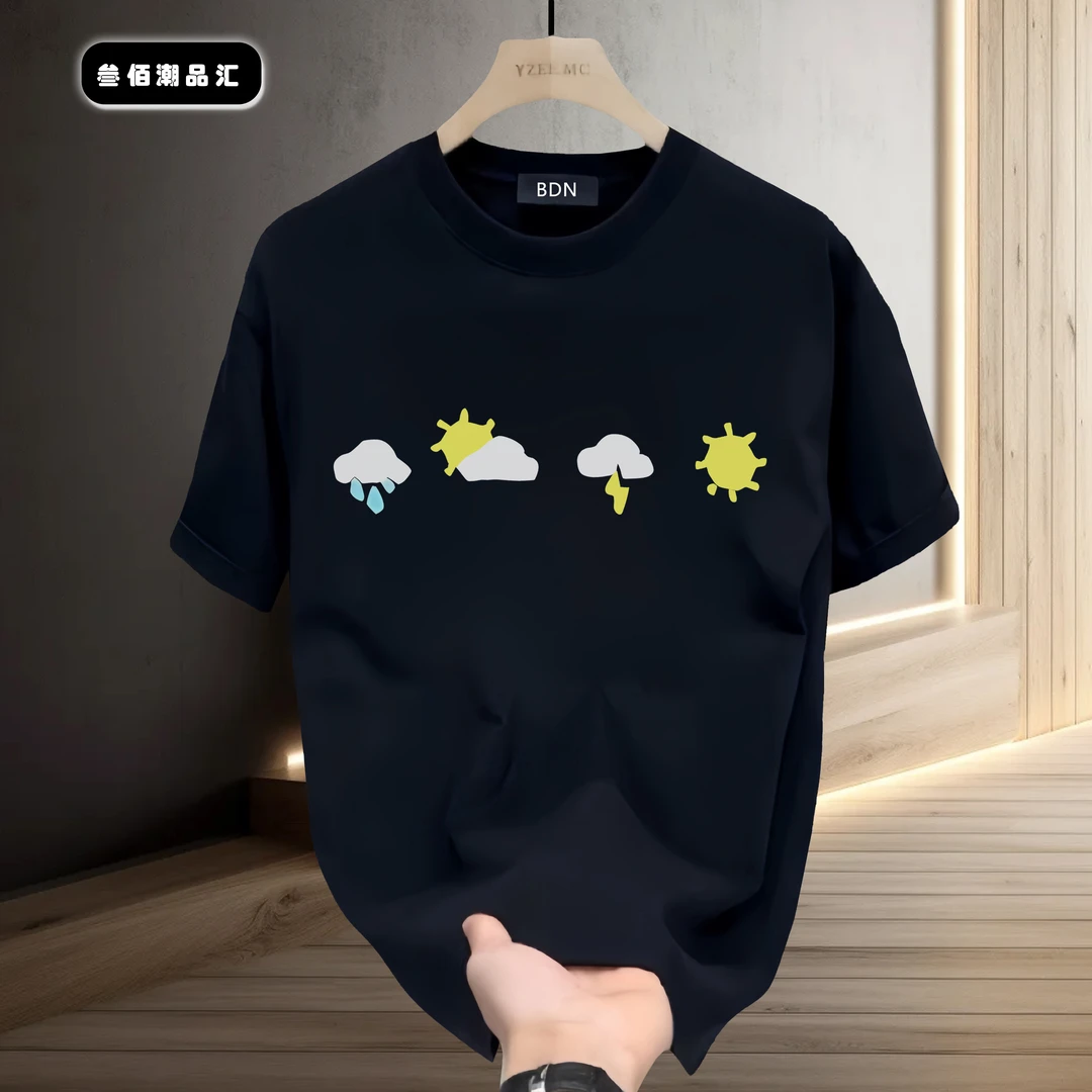 邦德妮2025夏季新款个性设计感圆领宽松百搭纯棉短袖男女同款T恤
