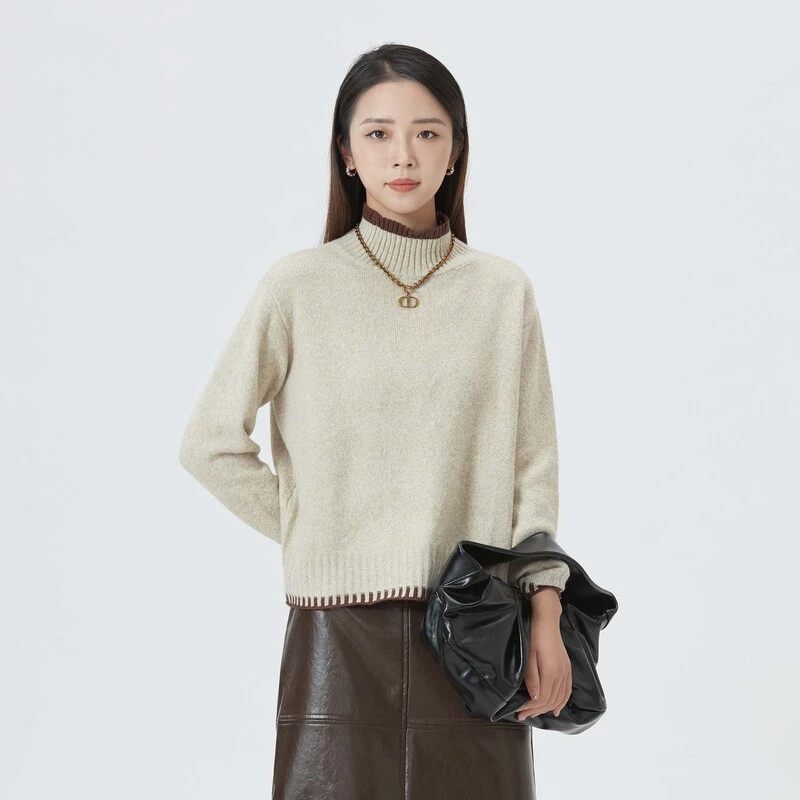 【粉丝专享】圣迪奥气质百搭休闲轻奢设计款套头针织衫S233Z3577