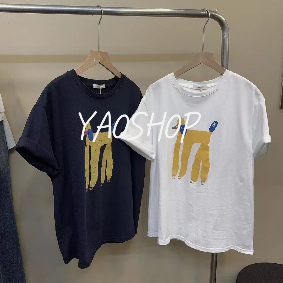 yaoshop/新款长腿狗印花短袖T恤休闲风洋气百搭显瘦（1831）