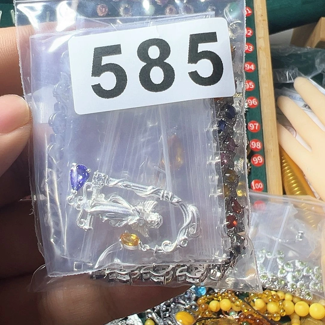 坦桑石颈饰银S925镶嵌红**间