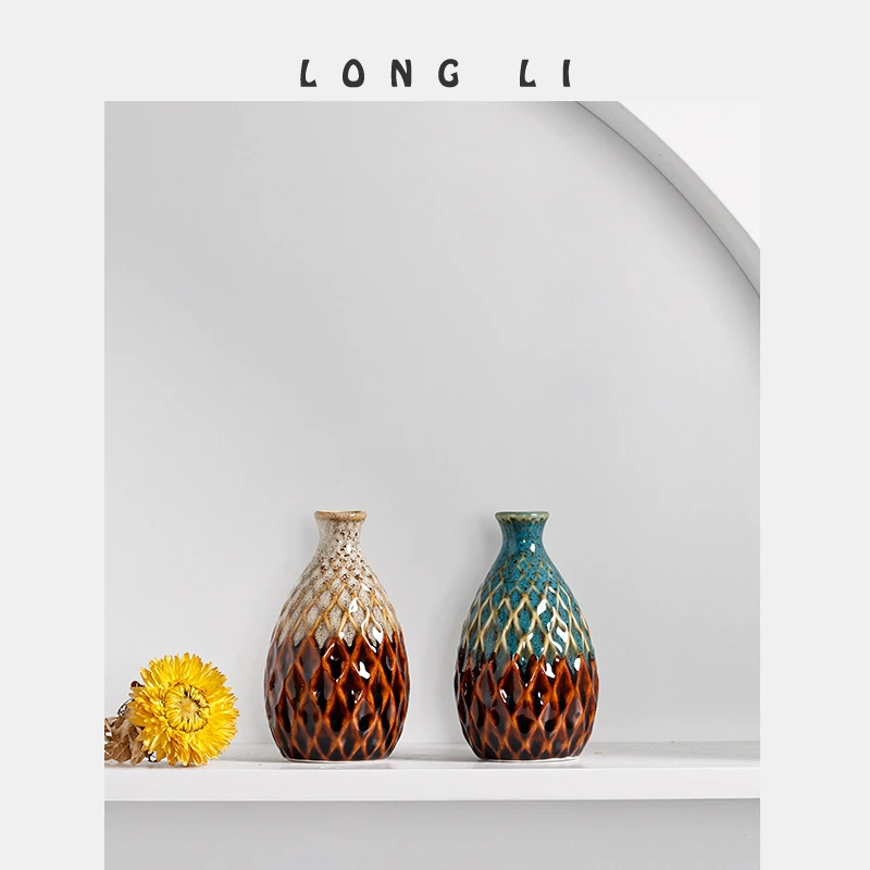 陶瓷花器手工窑变中式花釉花瓶现代干花水培家居客厅装饰工艺摆件