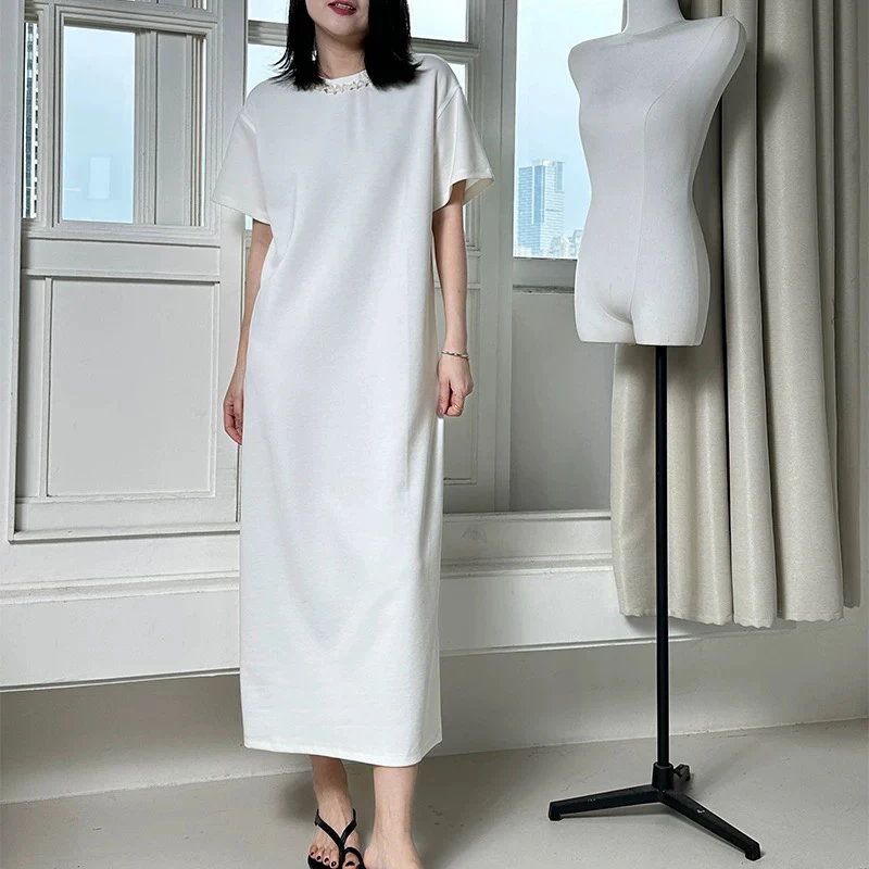 D50091南油爆款气质简约减龄短袖T恤连衣裙