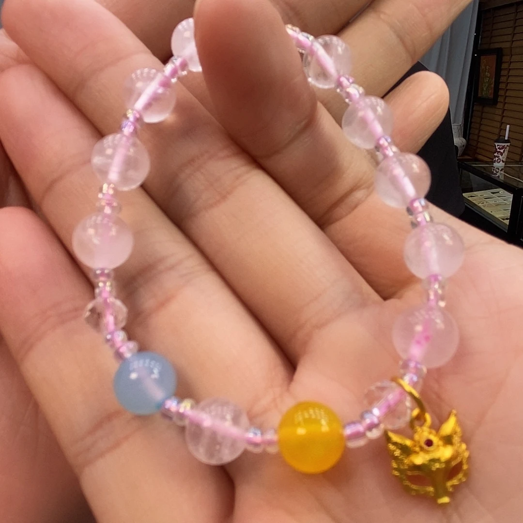 未镶嵌水晶手链粉水晶手链