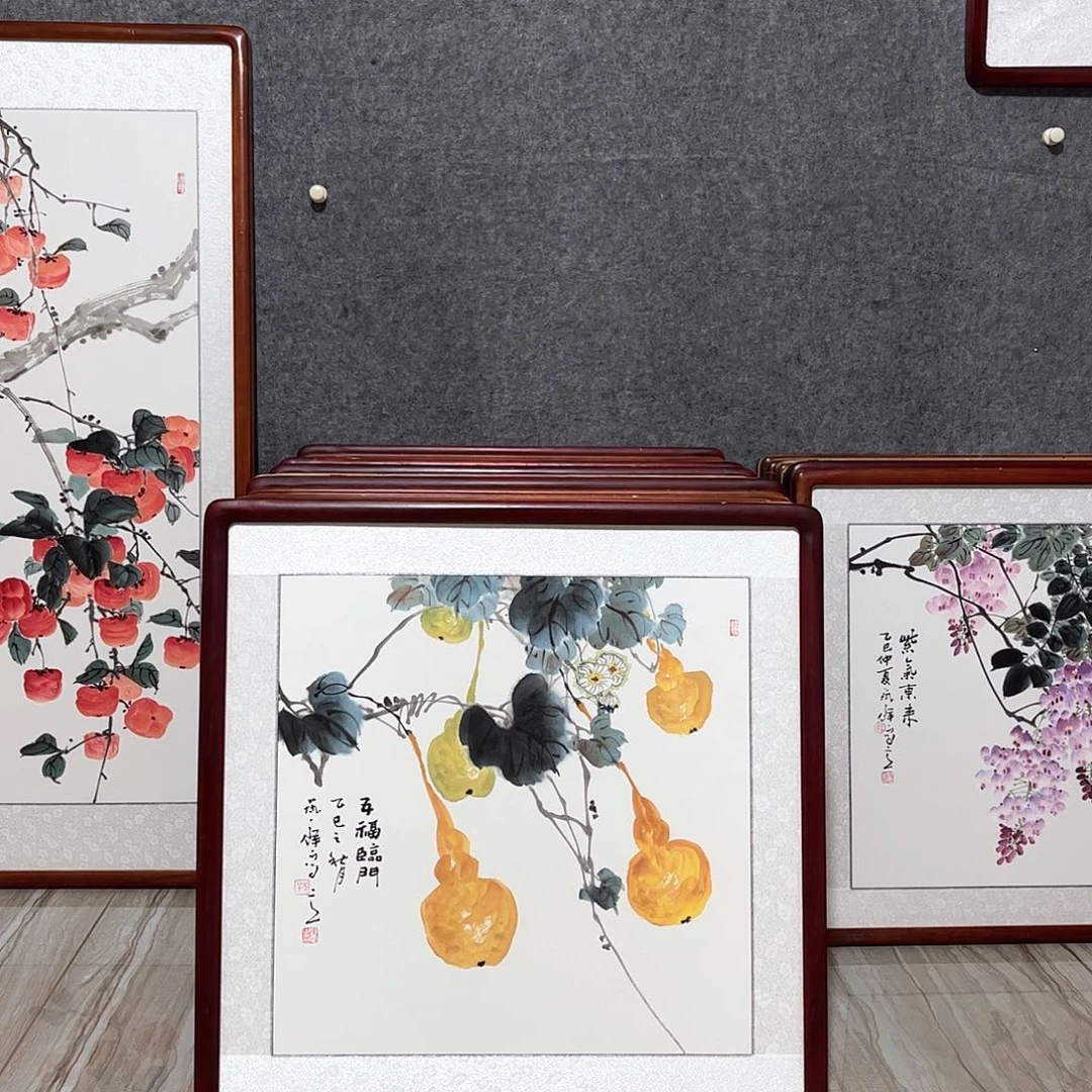 国画书画作品带框63×63