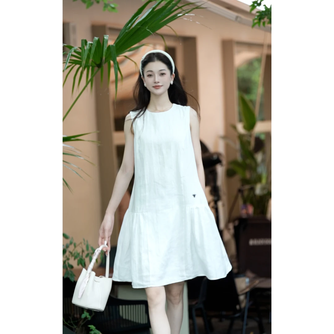 【IS 然然】夏季休闲风无袖法式甜美连衣裙小蜜蜂77076