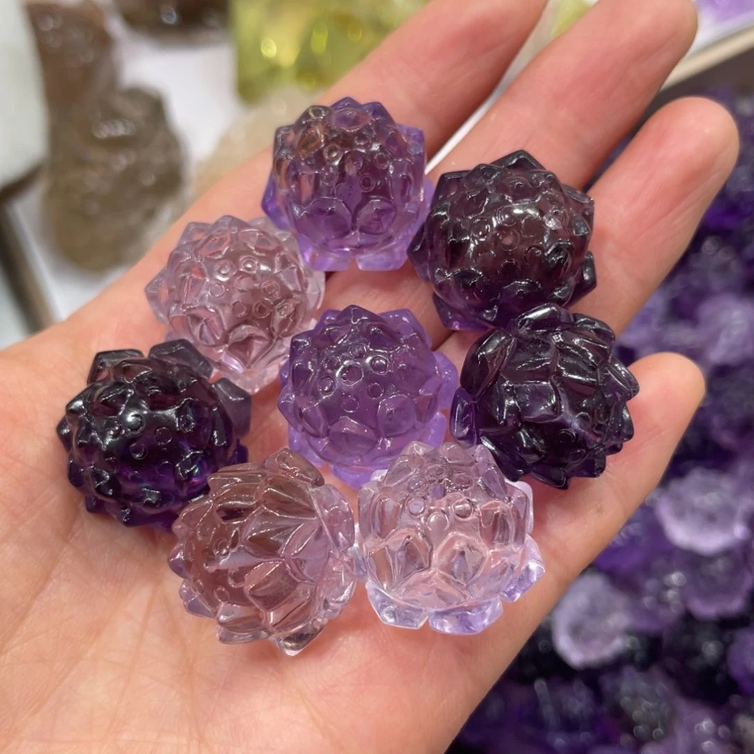 紫晶莲花吊坠未镶嵌随机一个