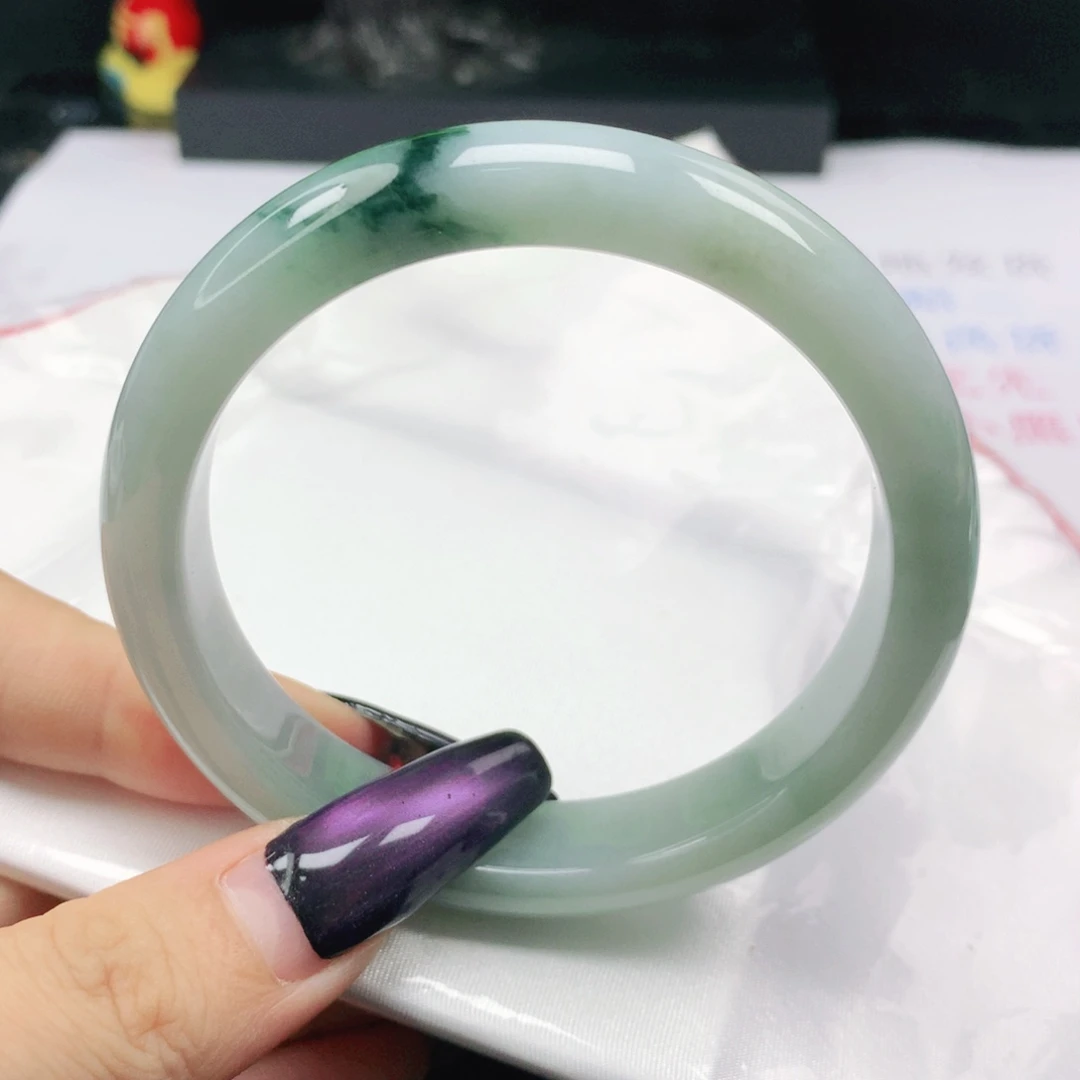 未镶嵌手镯翡翠翡翠58.7飘蓝花正圈