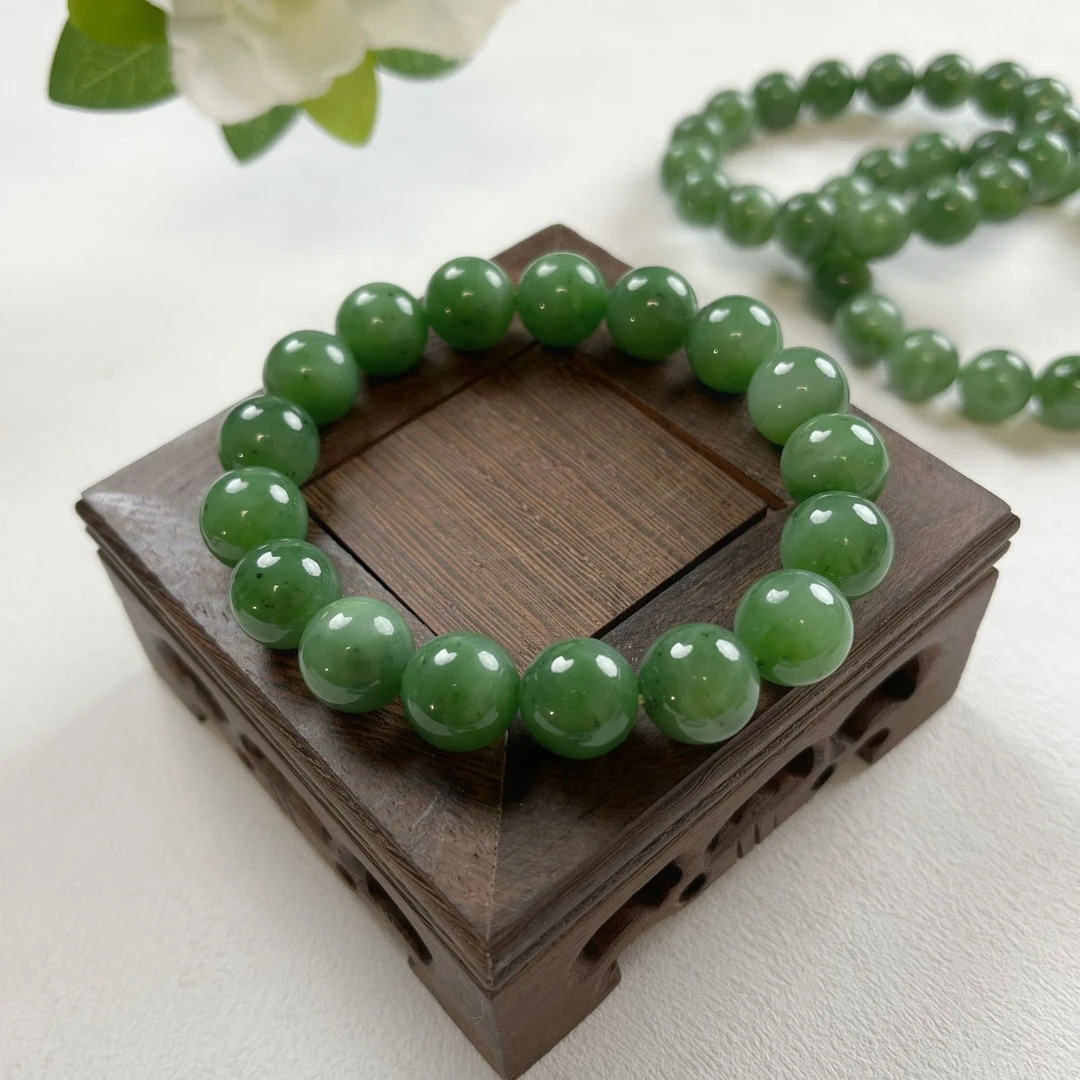 胧月｜俄碧七号矿 白加绿12咪手串 红皮老料- 多样性发一