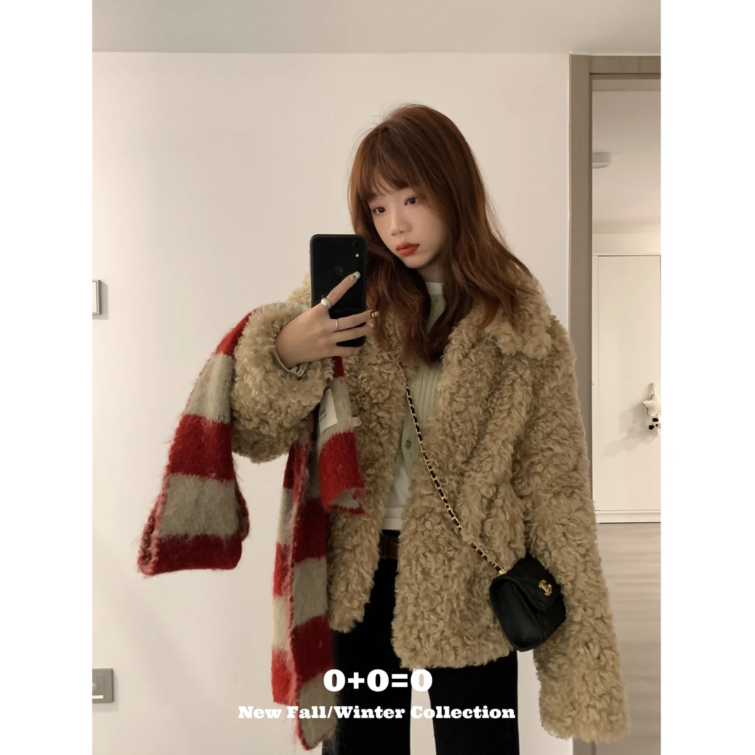 【半岛拿铁】冬季厚款•泰迪毛毛•宽松百搭韩版复古小众外套-8205#