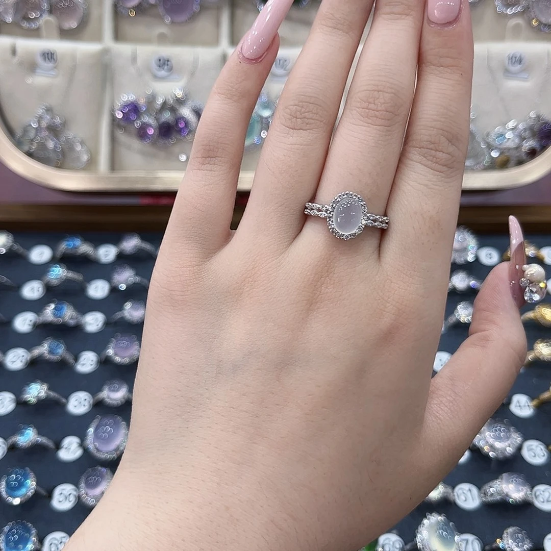 熊***熊银S925镶嵌蛇纹石玉戒指