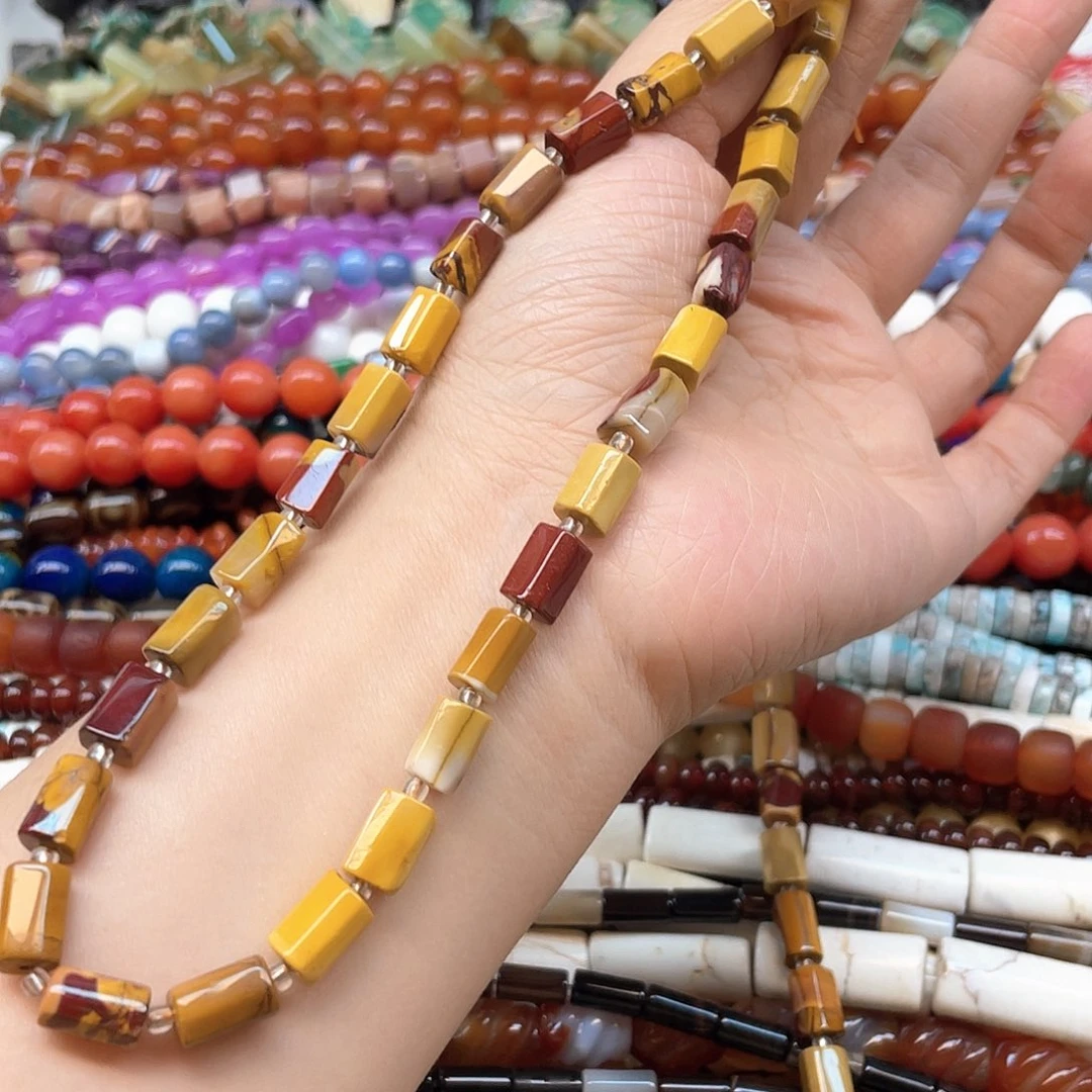 玛瑙/玉髓合金珠宝半成品蛋黄石手工珠柱卡8一条