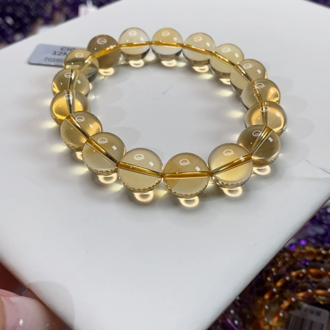 未镶嵌手链水晶朵*12mm巴西黄水晶