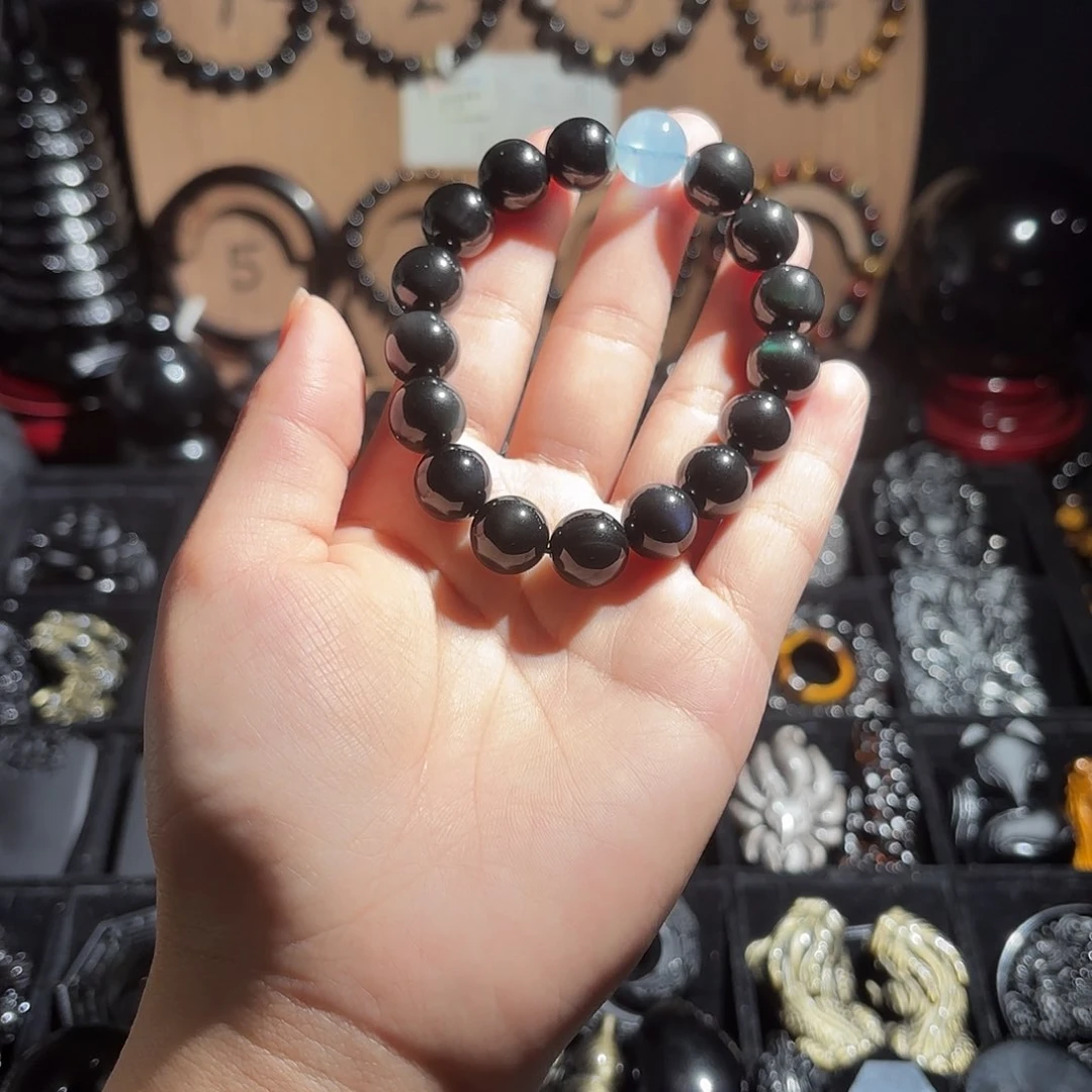 l***l黑曜岩未镶嵌手链