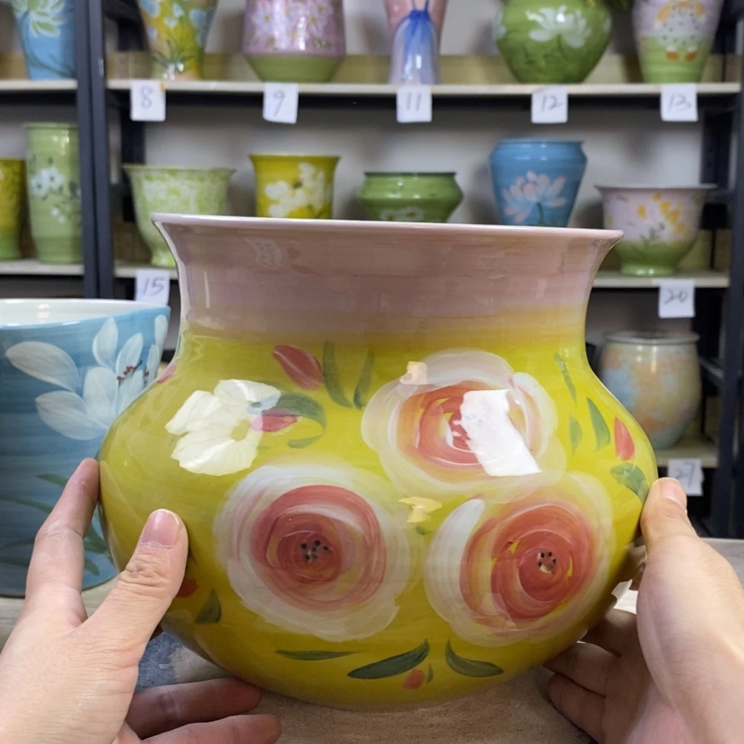 景德镇手工手绘陶瓷花盆