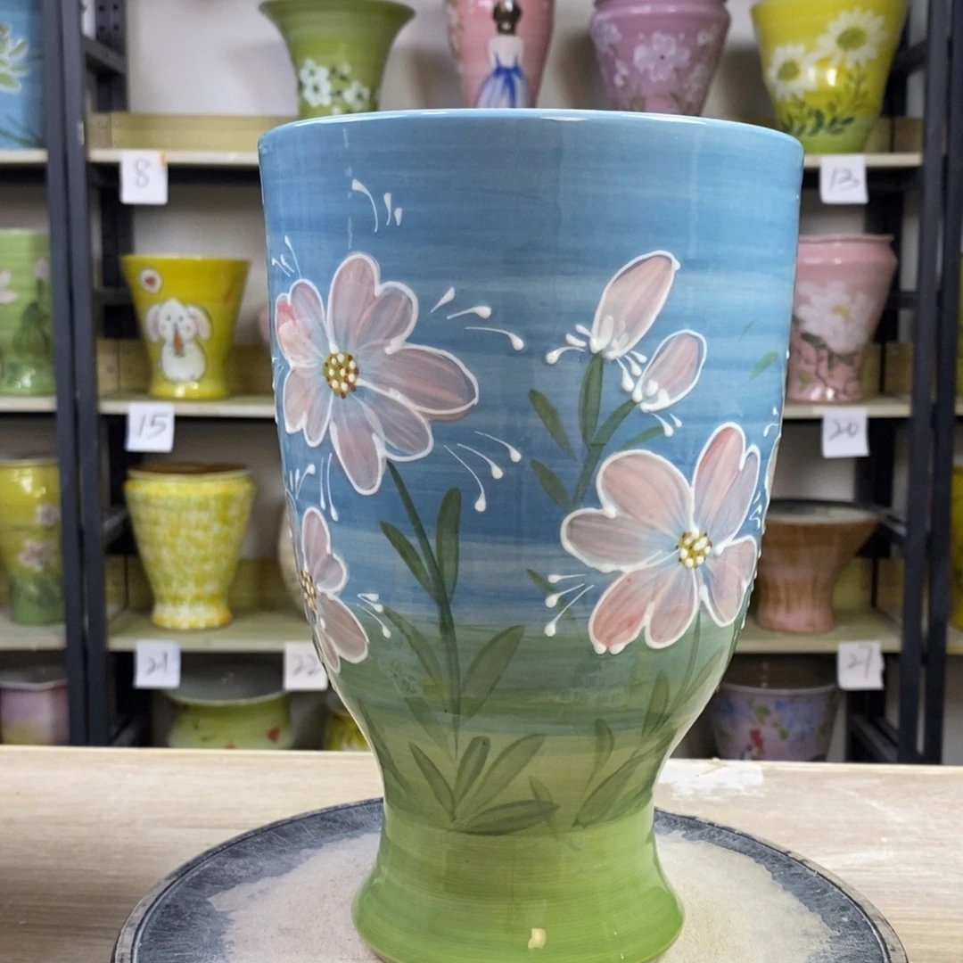 景德镇手工手绘陶瓷花盆