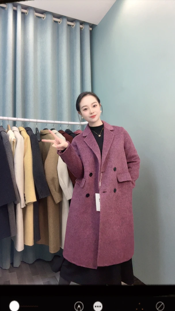 羊毛+莱赛尔小个子中长款显瘦气质双面呢羊毛大衣2506