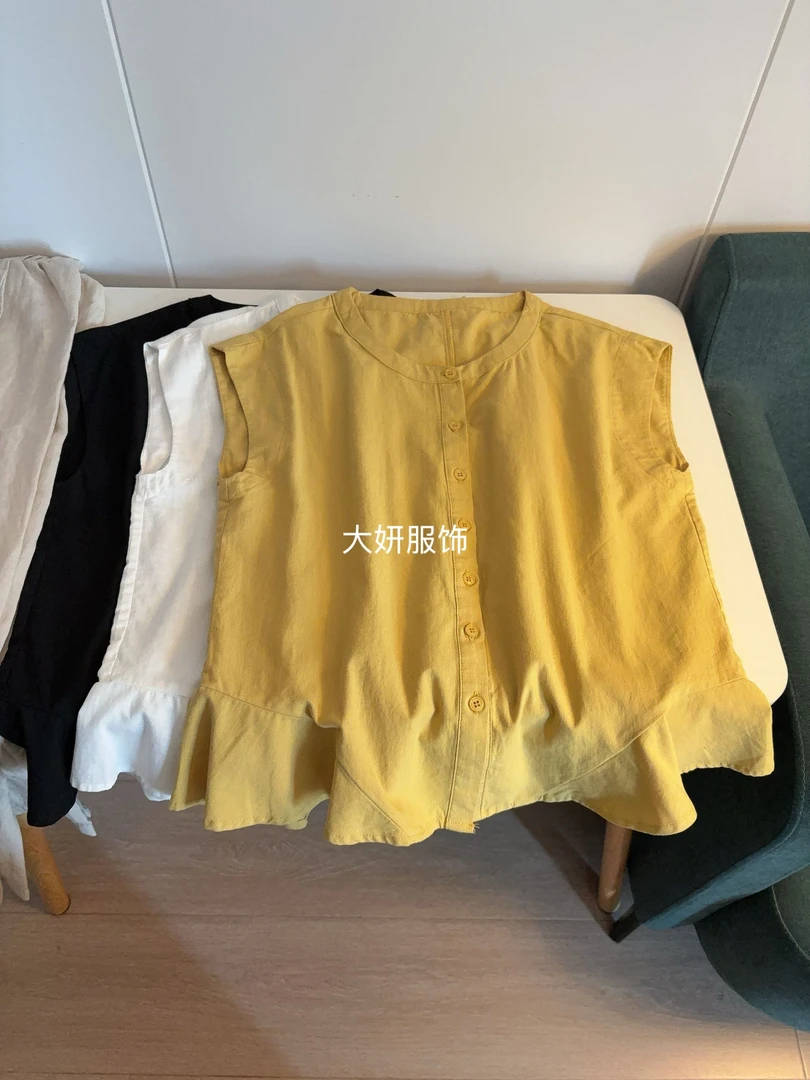 荷叶边下摆！衬衫气质款包肩飞袖圆领衬衫上衣85263