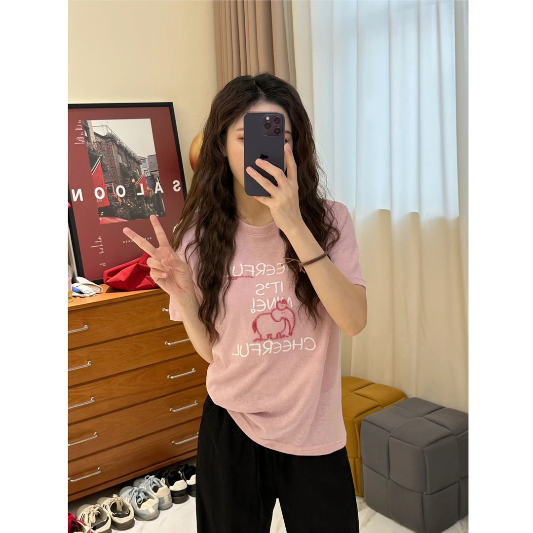 2025夏季新款字母刺绣雪花棉时尚百搭短袖T恤