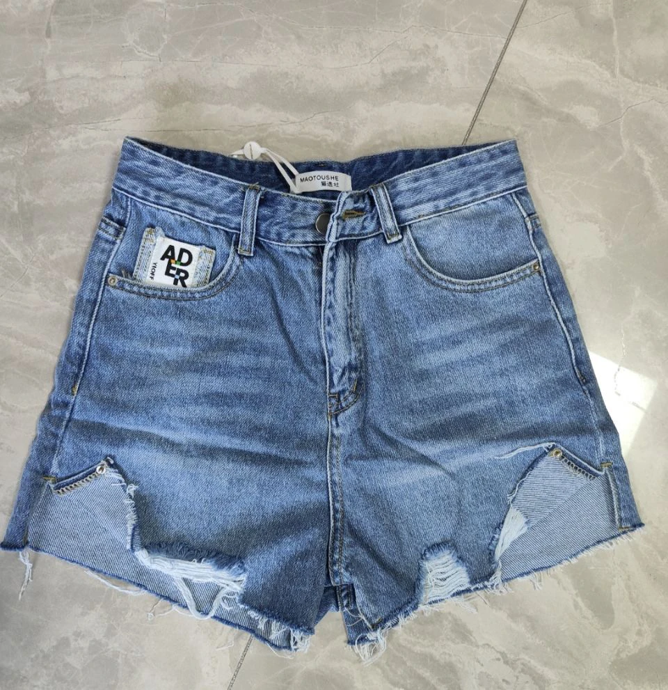 高腰夏季短裤欧版显瘦牛仔热裤弹力破洞宅萌系清