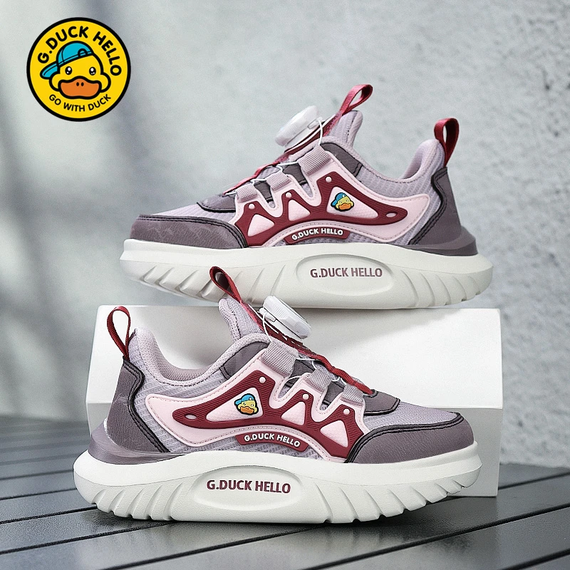 小黄鸭女童网面爆款运动鞋2025春秋新款中大童男款透气阿甘鞋潮鞋