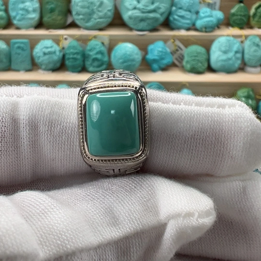 银S925镶嵌绿松石戒指